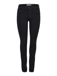 ONLY Damen Onlrain Reg Skinny Cry6060 Noos Jeans, Black Denim, L EU