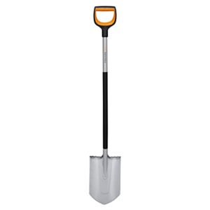 Fiskars Gärtnerspaten für harte, steinige Böden, Spitz, Länge: 120 cm, Verstärktes Borstahl-Blatt, Schwarz/Orange, Xact, 1066729