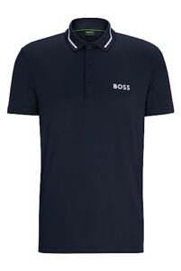 BOSS Herren Paddy Curved Polohemd, Dunkelblau, XL EU