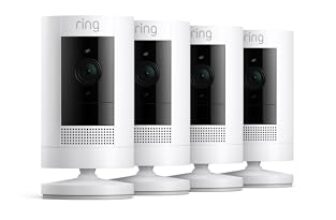 Ring Außenkamera Akku (Stick Up Cam Battery) | Überwachungskamera aussen mit 1080p-HD-Video, WLAN, witterungsbeständig, geeignet für Haus & Grundstück, Alexa-kompatible Sicherheitskamera | 4 Kameras