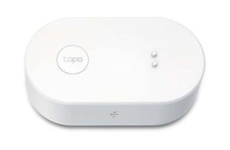 TP-Link Tapo T300 Smarter Wasserleck-Sensor, Tapo Hub erforderlich, eingebaute 90Db einstellbare Sirene, Sensor & APP & Hub-Alarm, IP67 wasserdicht, 1+Jahr Batterielebensdauer, Flexible Platzierung