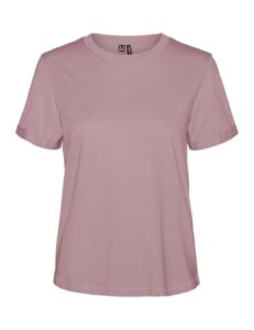 VERO Moda Damen 2er Pack Einfarbiges Stretch T-Shirt Basic Rundhals Top Baumwolle Oberteil Set VMPAULA