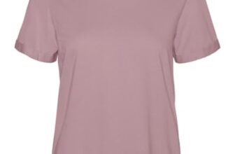 VERO Moda Damen 2er Pack Einfarbiges Stretch T-Shirt Basic Rundhals Top Baumwolle Oberteil Set VMPAULA