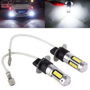 2Pcs H3 H1 6500K White 6W 600LM High Power LED Fog Light Headlight Lamps Bulb Lens DC 12V-24V Easy To Install