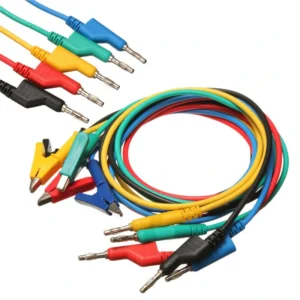 DANIU 5 Stück 1M 4mm Silikon-Bananenstecker zu Krokodilklemmen-Testsondenleitung