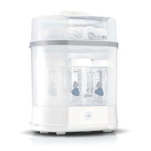 Chicco Modularer Dampfsterilisator 3 in 1, Babyflaschen-Sterilisator, Einstellbarer Dampfsterilisator für Babyflaschen, für Mikrowelle, mit 3 Konfigurationen, Schnelle und Einfache Anwendung