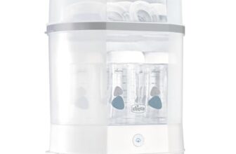 Chicco Modularer Dampfsterilisator 3 in 1, Babyflaschen-Sterilisator, Einstellbarer Dampfsterilisator für Babyflaschen, für Mikrowelle, mit 3 Konfigurationen, Schnelle und Einfache Anwendung