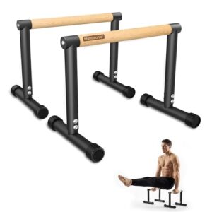 HANDSONIC Parallettes, 32.5cm hoch – Push Up Bar & Dip Barren – Rutschfeste Liegestützgriffe aus Holz – Calisthenics Equipment für Indoor & Outdoor – Ideal für Heim-Fitness, Handstand & L-Sit