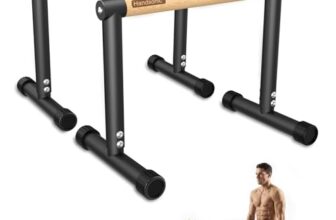 HANDSONIC Parallettes, 32.5cm hoch – Push Up Bar & Dip Barren – Rutschfeste Liegestützgriffe aus Holz – Calisthenics Equipment für Indoor & Outdoor – Ideal für Heim-Fitness, Handstand & L-Sit