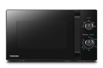 Toshiba MW2-MM20PF(BK) Mikrowelle/Solo-Mikrowelle / 20L / 800W / 5 Leistungsstufen mit praktischer Auftaufunktion/LED-Beleuchtung im Innenraum/Schwarz