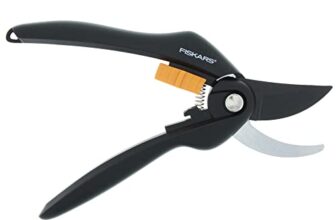 Fiskars Bypass-Gartenschere für frische Äste und Zweige, Antihaftbeschichtet, Hochwertige Stahl-Klingen, Länge: 20 cm, Schwarz/Orange, SingleStep, P26, 1000567