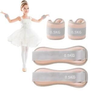 LOMUG Gewichte für Beine und Arme, Einstellbare Fußgewichte – 2er-Set (1 kg Paar, 0,5 kg je), Verstellbares Fußgelenkgewichte Set für Anfänger und Kinder Yoga, Pilates, Tanz, Barre, Laufen, Cardio