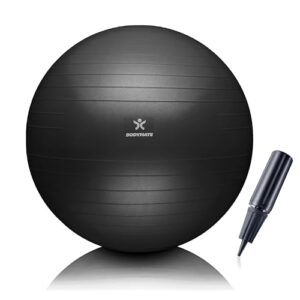 BODYMATE Gymnastikball Sitzball Trainingsball mit GRATIS E-Book inkl. Luft-Pumpe, Ball für Fitness, Yoga, Gymnastik, Core Training, für starken Rücken als Büro-Stuhl ANTHRAZIT 65cm