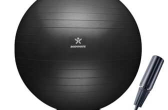 BODYMATE Gymnastikball Sitzball Trainingsball mit GRATIS E-Book inkl. Luft-Pumpe, Ball für Fitness, Yoga, Gymnastik, Core Training, für starken Rücken als Büro-Stuhl ANTHRAZIT 65cm