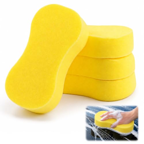 4 Stück Autoschwamm, Schwamm Autowäsche, 10.5×21.5×4.5cm Auto Waschschwamm