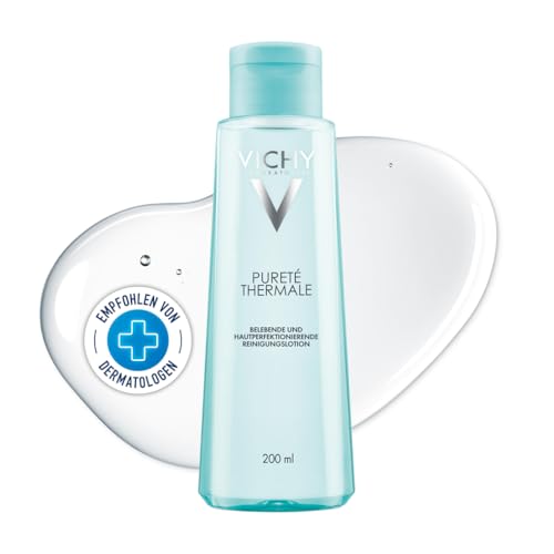 Vichy Pureté Thermale Belebende und hautperfektionierende Reinigungslotion, Ideale Vorbereitung für Pflegeroutinen, Kräftigend und erfrischend, Für alle Hauttypen, 200 ml