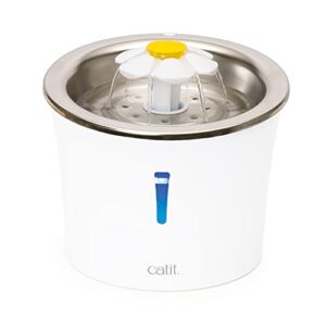 Catit Edelstahl Blumenbrunnen mit Dreifachfilter Trinkwasserbrunnen Katze 3L