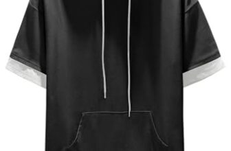 Covisoty Herren Kurzarm Hoodie Baumwolle Farbblock T-Shirt Mit Kapuze