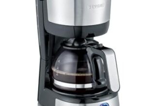 SEVERIN Kompakt Kaffeemaschine, aromatischer Kaffee mit dem Kaffeebereiter für bis zu 4 Tassen, Filterkaffeemaschine mit Permanent-Schwenkfilter, Edelstahl/schwarz, KA 4808
