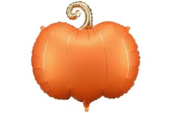 Folienballon Kürbis 62x59cm – Ballon für Helium oder Luft – Luftballon für Geburtstag Erntedankfest Herbstparty – Halloween Folienluftballon – Partydeko Orange Gold