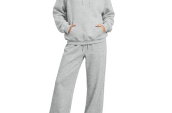 Damen Jogginganzug Trainingsanzug Hausanzug Freizeitanzug Zweiteiler Set mit Weich Bequem großen Größen baggy Kapuze und Taschen Loungewear für Sport Freizeit in Herbst Winter als Outfit,Hellgrau,M