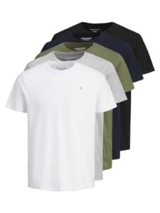 JACK & JONES Herren Jorjxj Tee Crew Neck 5mp T-Shirt, Eclipse/Weiß/Schwarz/Grau/Dusty, L EU
