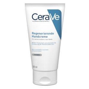 CeraVe Regenerierende Handcreme, Sanfte Creme bei empfindlicher Haut, Ohne Duftstoffe, Bei Neurodermitis oder Allergien, Mit Hyaluronsäure und essenziellen Ceramiden, 50 ml