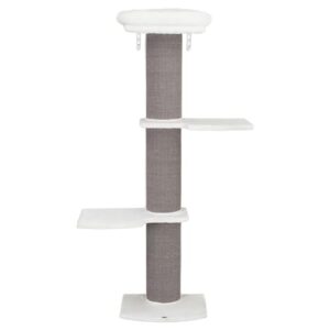 TRIXIE Kratzbaum Acadia 160 cm in weiß/grau – mehrstöckiger Katzenbaum mit gemütlichen Liegeflächen und Wandbefestigung, komfortabel & stabil – 44073