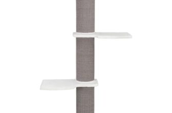 TRIXIE Kratzbaum Acadia 160 cm in weiß/grau – mehrstöckiger Katzenbaum mit gemütlichen Liegeflächen und Wandbefestigung, komfortabel & stabil – 44073