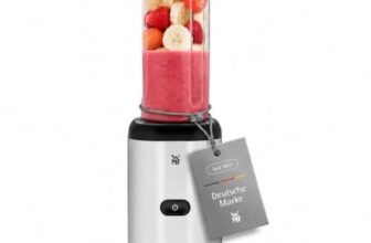 WMF Kult X Mix & Go Mini Smoothie Maker, Standmixer, Blender elektrisch, Shake Mixer 300 Watt Leistung, Tritan-Kunststoff Flasche 600ml, auslaufsicherer Schraubdeckel, rutschfeste Füße, Silber/Schwarz