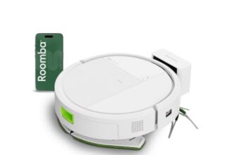 iRobot Roomba® 115 Combo Saug- und Wischroboter, 15k Pa Saugleistung, Bürsten und Wischpad reichen, Navigation mit Clearview™ LiDAR, Weiß