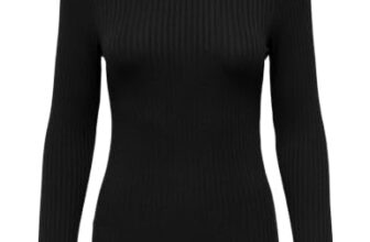 JDY Damen Jdyfransiska L/S Highneck Top Jrs Noos Langarmshirt, Schwarz, M EU