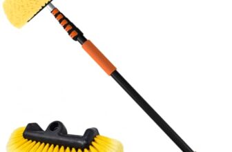 SISUPASSIE 4,8m Autowaschbürste, Teleskop Waschbürste mit 30cm weichen Borsten Waschbürste, Autowaschbürste mit Stiel zur Reinigung von Auto, Wohnmobil, Lastwagen, Boot, Solarmodulen