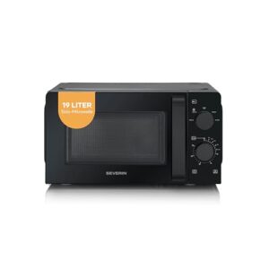 SEVERIN Mikrowelle Solo, Inverter, Auftauen und Erhitzen, 6 Leistungsstufen mit Auftaufunktion, Mikrowellengerät mit Drehteller für gleichmäßige Wärmeverteilung, 19L, 700W, Schwarz, MW 7580