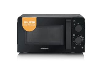 SEVERIN Mikrowelle Solo, Inverter, Auftauen und Erhitzen, 6 Leistungsstufen mit Auftaufunktion, Mikrowellengerät mit Drehteller für gleichmäßige Wärmeverteilung, 19L, 700W, Schwarz, MW 7580