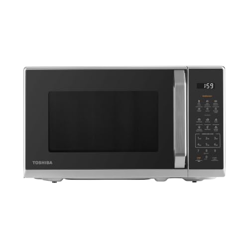 TOSHIBA Multifunktionale Mikrowelle in spiegelndem Schwarz&Sliber|20 Liter|800W|Digitale Solo-Klein Mikrowelle mit 11 Leistungsstufen|6 Automatikprogrammen|Express-Kochfunktion|Auftauen|MW3-EM20PE(SL)