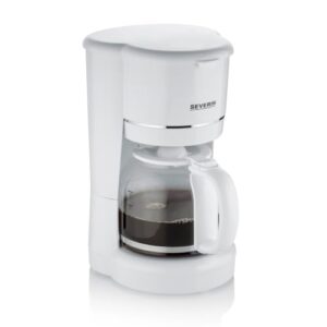 SEVERIN Filterkaffeemaschine mit Glaskanne, Kaffeemaschine mit Permanentfilter, für bis zu 10 Tassen (1,25L), mit Warmhalteplatte und Auto-Abschaltung, 900 W, weiß, KA 4323