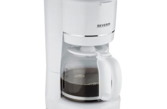 SEVERIN Filterkaffeemaschine mit Glaskanne, Kaffeemaschine mit Permanentfilter, für bis zu 10 Tassen (1,25L), mit Warmhalteplatte und Auto-Abschaltung, 900 W, weiß, KA 4323