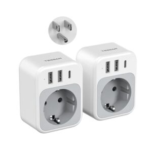 TESSAN 2er Pack USA Adapter Steckdose mit 3 USB, 4 in 1 Reisestecker