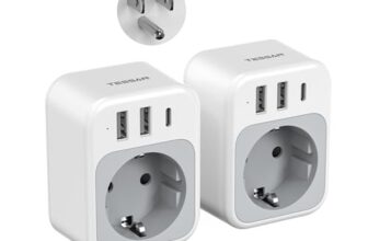 TESSAN 2er Pack USA Adapter Steckdose mit 3 USB, 4 in 1 Reisestecker