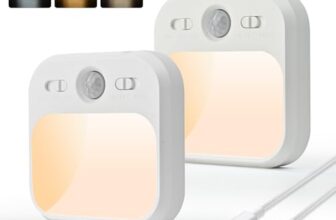 AmmToo Nachtlicht mit Bewegungsmelder, USB-C Wiederaufladbar 2 Stück Lamp