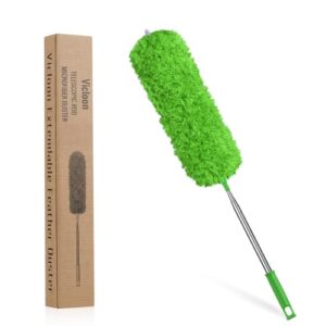 Vicloon Staubwedel Teleskop Waschbar, Staubwischer Mikrofaser Edelstahl Teleskop Stange und Verbiegbare Eckbesen, Staubwedel Lang Ausziehbar Extra Lang Bis 242 cm, für Decken Spinnweben (Grün)