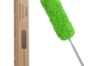 Vicloon Staubwedel Teleskop Waschbar, Staubwischer Mikrofaser Edelstahl Teleskop Stange und Verbiegbare Eckbesen, Staubwedel Lang Ausziehbar Extra Lang Bis 242 cm, für Decken Spinnweben (Grün)