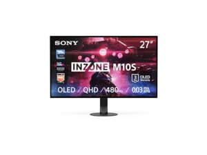 Sony INZONE M10S 27“ OLED QHD PC Gaming Monitor: 1440p, 480Hz, 0.03ms GTG, DCI-P3 98.5%, G-Sync, Adaptive Sync, VRR, Co-entwickeltes Modell mit Fnatic, 1300 nits, DisplayPort 2.1-2 x HDMI 2.1- PC, PS5