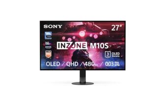 Sony INZONE M10S 27“ OLED QHD PC Gaming Monitor: 1440p, 480Hz, 0.03ms GTG, DCI-P3 98.5%, G-Sync, Adaptive Sync, VRR, Co-entwickeltes Modell mit Fnatic, 1300 nits, DisplayPort 2.1-2 x HDMI 2.1- PC, PS5