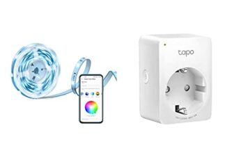 TP-Link Tapo LED Strip 5M, Wifi LED Streifen, 16 Mio Tapo WLAN Smart Steckdose Tapo P100, Smart Home WiFi Steckdose, Alexa Zubehör, funktioniert mit Alexa, Google Home, Mini, Weiß