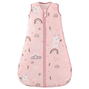 Looxii Schlafsack Baby Winter Baumwolle Winterschlafsack 2.5 TOG Schlafsäcke Warm Babyschlafsack Neugeborene für Herbst Winter Pink Kaninchen 0-6 Monate