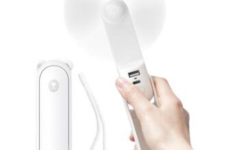 JISULIFE Handventilator Mini Ventilator 3 IN 1, mit 4500 mAh Powerbank USB Akku Klein, Batteriebetrieben Max 37 Hrs Runtime Tragbarer Ventilator, Taschenlampen Funktion-Weiß