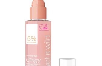 Wet n Wild Prime Focus Clingy Serum Primer, Fixiert das Make-up für bis zu 16 Stunden, Feuchtigkeitsspendende und Nährende Formel mit Niacinamid und Glycerin für einen Strahlenden Teint, 27,1 ml