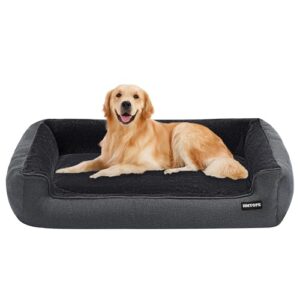 HMTOPE Hundebett Grosse Hunde XL, Abnehmbar waschbar, 110x86cm, Dunkelgrau